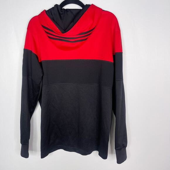 Adidas Mens Large L Black Red Chicago Bulls Warm Up Hoodie Sweatshirt Colorblock - Picture 2 of 10